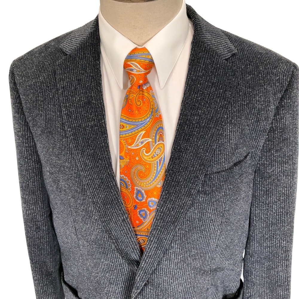 Paul Betenly Blazer Men 42R Blue Corduroy J-Sunbury Pontoglio Italy Fabric